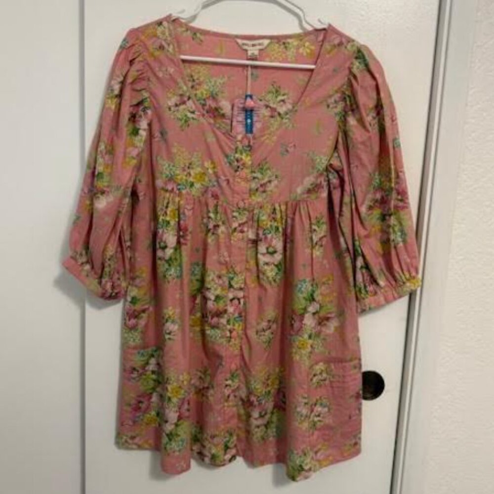 April Cornell NWT Beautiful Flower Print Soft Rose Charming Tunic Dress Nighty